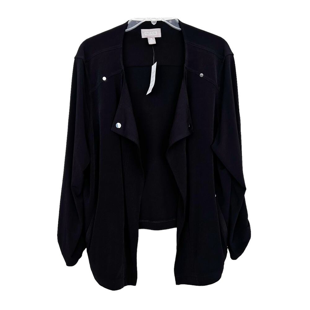 Chico's Black Open-Front Lightweight Jacket